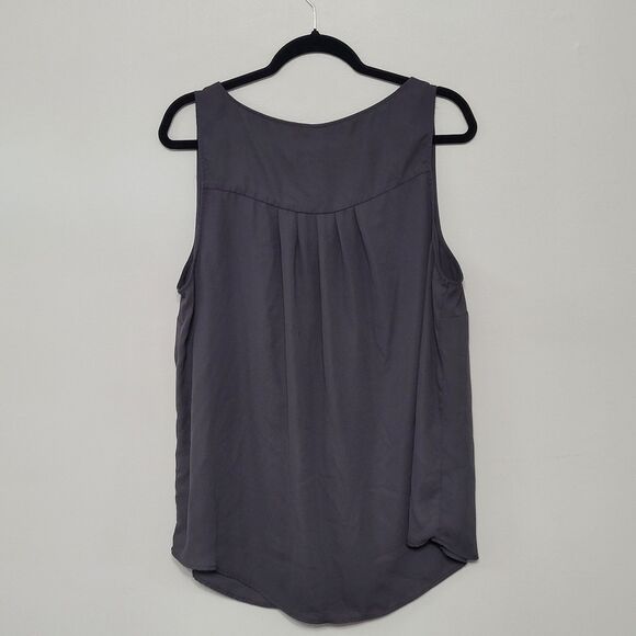 Torrid Womens Plus 2X Gray Ruffle Georgette Sleeveless Top Romantic Minimal Work - Picture 4 of 6